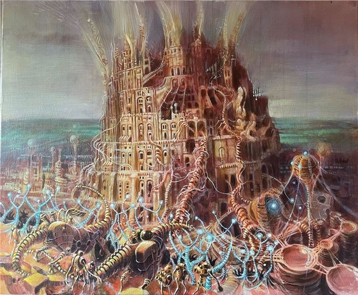 Graham Toms, Babylon of Necropolis. Acrylic on canvas, 24” x 30”, collection of Michael and Aihua Pearce copy